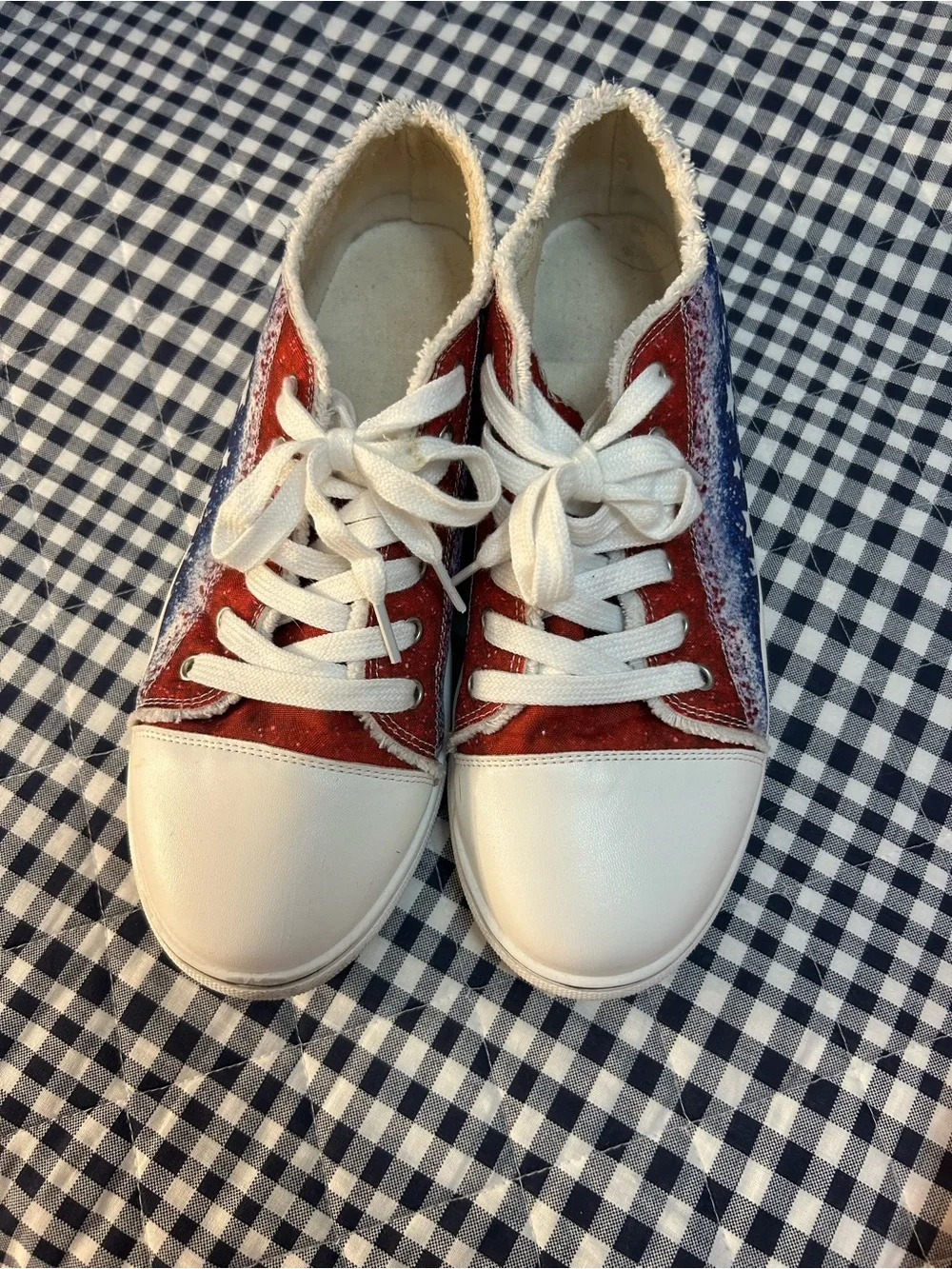 Women’s Patriotic Casual Lace-Up Sneakers in Red, White & Blue
